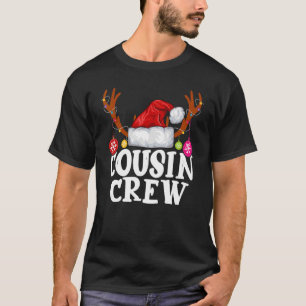 Camiseta Primo Natal Crew Santa Hat Reindeer Antlers L