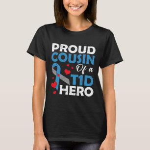 Camiseta Primo Orgulhoso De Diabetes Tipo 1, Guerreiro Heró