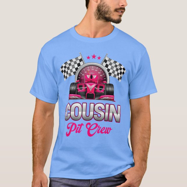 Camiseta Primo Pit Crew Race Birthday - Festa de Corrida de (Frente)
