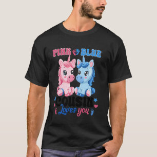 Camiseta Primo Unicórnio Ama Você Revelação do Sexo Rosa ou
