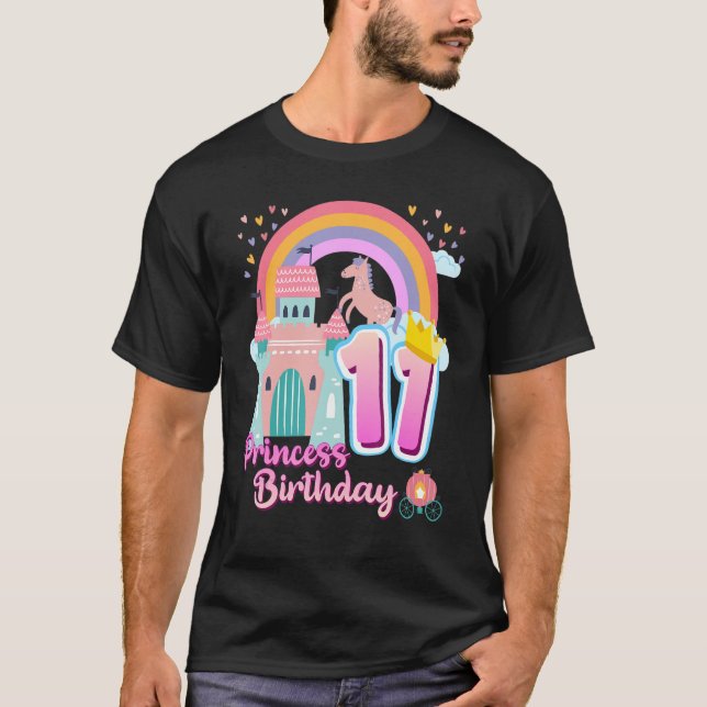 Camiseta Princesa 11 Birthday Horse Rainbow Castle Birthd (Frente)