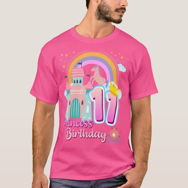 Camiseta Princesa 11 Birthday Horse Rainbow Castle Birthd (Frente)