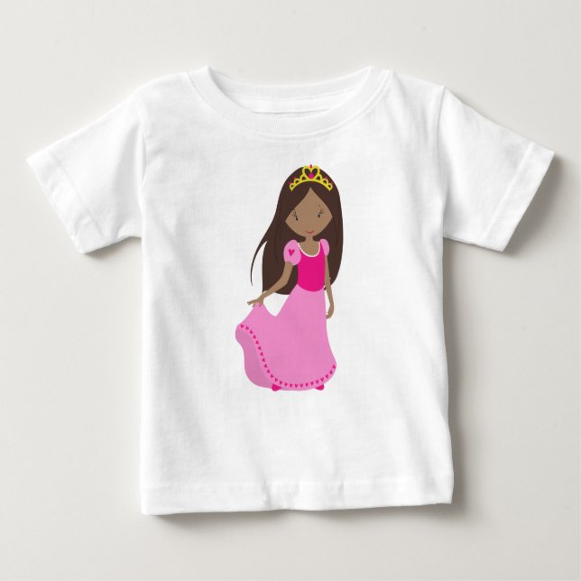 Camiseta Princesa Afro-Americana, Rainha, Coroa, Vestido de (Frente)