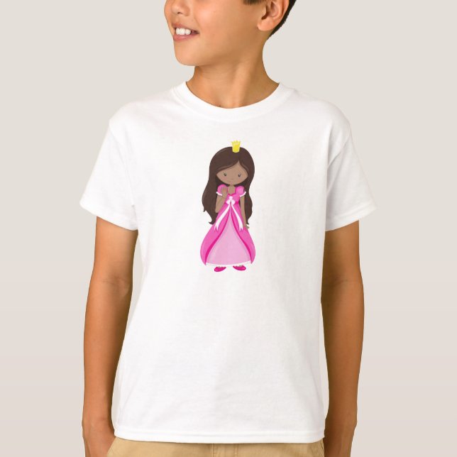 Camiseta Princesa Afro-Americana, Rainha, Palhaço, Vestido  (Frente)