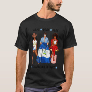 Camiseta Princesa Afro-Nicaraguense Patriótica Mulheres Neg