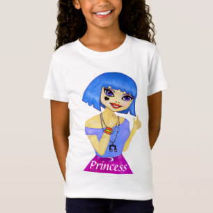 Camiseta Princesa Animee com ilustração azul do cabelo