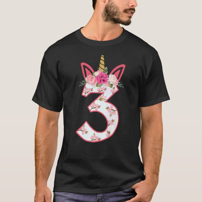 Camiseta Princesa aniversário de 3 anos de 3 Anos de Idade (Frente)