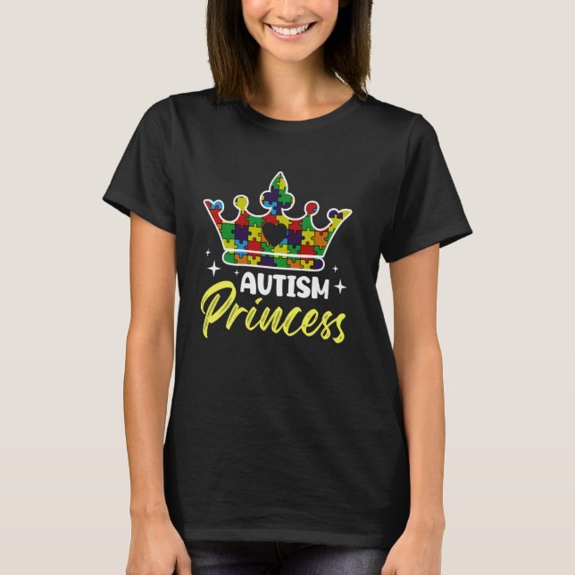 Camiseta Princesa Autismo Coroa Puzzle Coração Conscientiza (Frente)