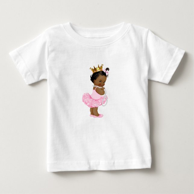 Camiseta Princesa Ballerina Tutu Pearls Menina Étnica (Frente)
