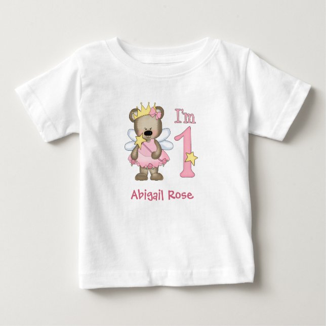 Camiseta Princesa Bear primeiro aniversario Baby T Shirt (Frente)