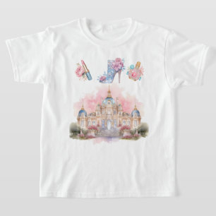 Camiseta princesa castelo menina pequena.