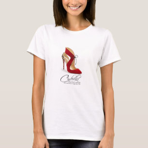 Camiseta Princesa Cinderella Quote Calçados-leopardo-vermel