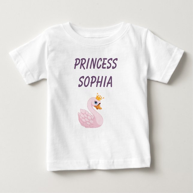 Camiseta Princesa cisne rosa em nome branco (Frente)