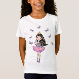Camiseta Princesa com cabelo preto, olhos de Brown,