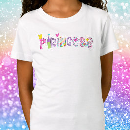 Camiseta Princesa com o Castelo Crown Wand Heart Rainbow