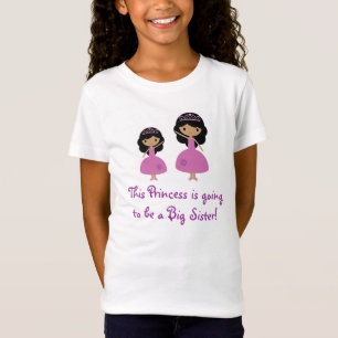 Camiseta Princesa cor-de-rosa irmã mais velha - pele escura