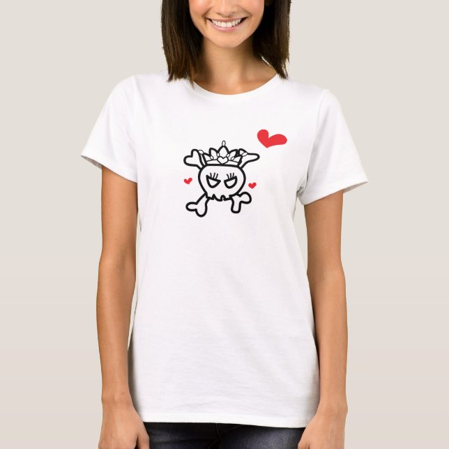 Camiseta Princesa Crânio com Corações (Frente)