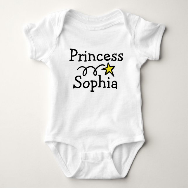Camiseta Princesa criança com o nome do bebê impressão (Frente)