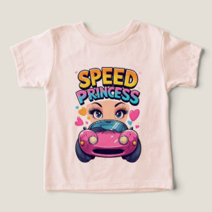 Camiseta Princesa da Velocidade Menina de Carro Rosa Corren