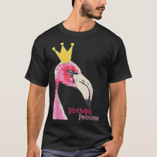 Camiseta Princesa de aniversário Flamingo Flamingo-Cute