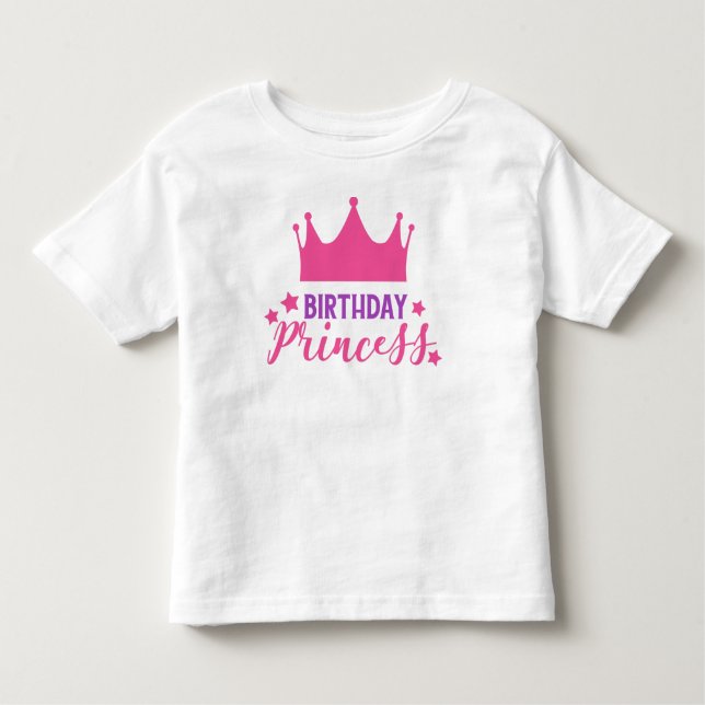 Camiseta Princesa de aniversário, Princesa pequena, coroa,  (Frente)