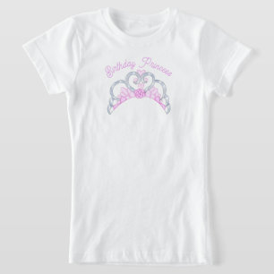 Camiseta Princesa de aniversário rosa e prata, Tiara