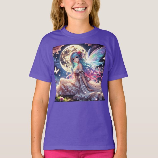 Camiseta Princesa de Fada de Lua de Anime, em Jardim (Frente)