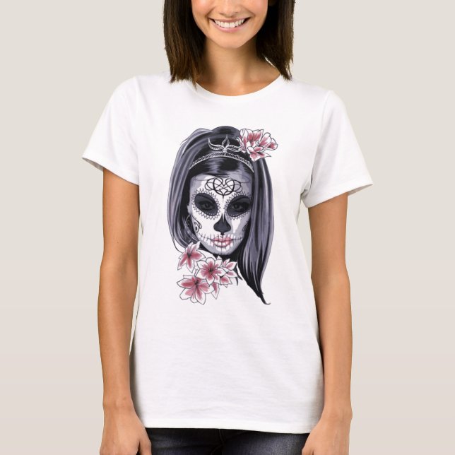 Camiseta princesa de horror com flores Hoodie (Frente)