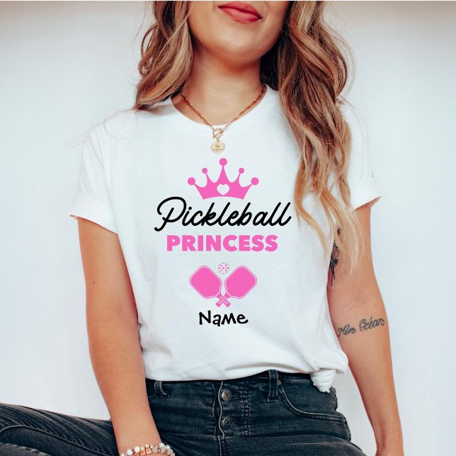 Camiseta Princesa de Pickleball Rosa Personalizado (Criador carregado)
