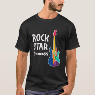 Camiseta Princesa de Rock Star Violão Colorido Amante da Mú