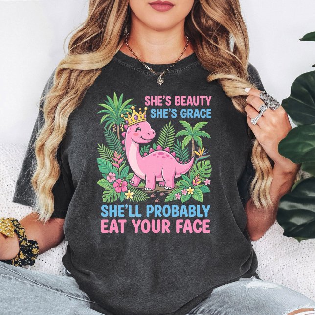 Camiseta Princesa Dinossauro Rosa Citação Engraçada e Sarcá (Criador carregado)