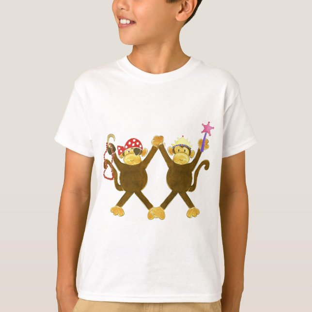 Camiseta Princesa do macaco & pirata de caída do macaco (Frente)