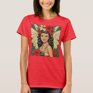 Camiseta Princesa do Natal Tropical Retro dos Anos 50