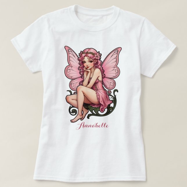 Camiseta Princesa Fada Rosa (Frente do Design)