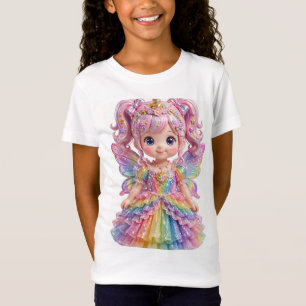 Camiseta Princesa Fada Unicórnio Vestido Arco-íris Asas