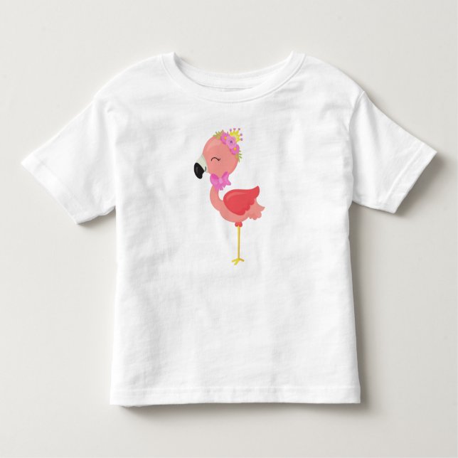 Camiseta Princesa Flamingo, Flores, Flamingo Fofo, Coroa (Frente)