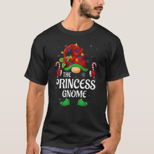 Camiseta Princesa Gnomo Buffalo Red Xadrez Combinação Famíl
