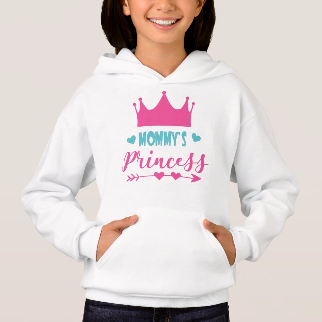 Camiseta Princesa mamãe, Princesa Pequena, Coroa, Corações (Frente)