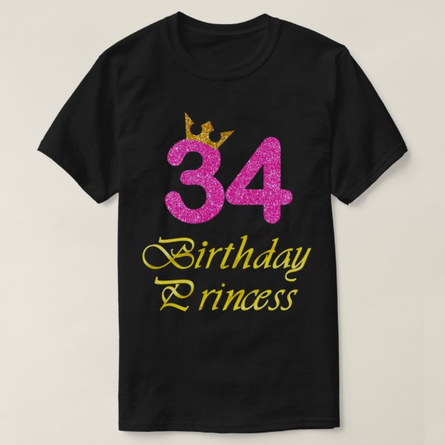 Camiseta Princesa Menina Presente de 34º Aniversár (Frente do Design)