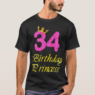 Camiseta Princesa Menina Presente de 34º Aniversár