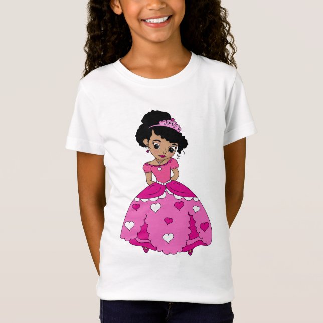 Camiseta Princesa negra com cabelo preto natural (Frente)