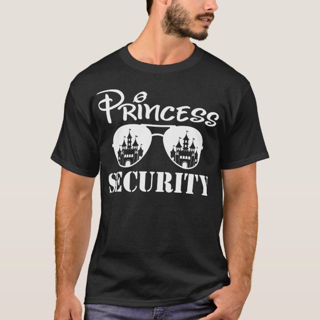 Camiseta Princesa Pai da Equipe de Segurança Mãe Festa de a (Frente)