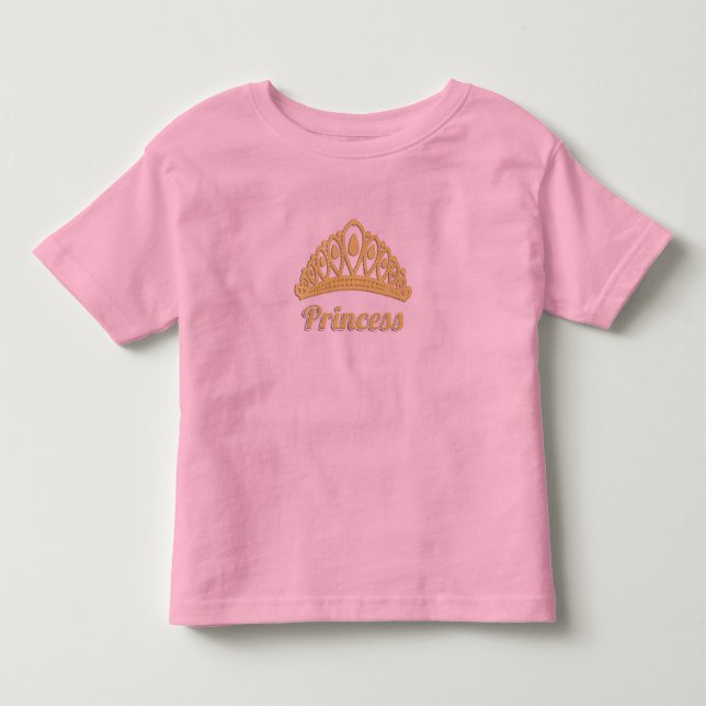 Camiseta Princesa Palavra Arte Coroa Dourada Deslu (Frente)