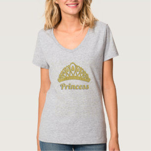 Camiseta Princesa Palavra Ouro Coroa Camisa-T Gorda