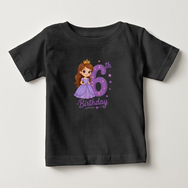 Camiseta Princesa para Meninas de 6 Anos de Idade (Frente)