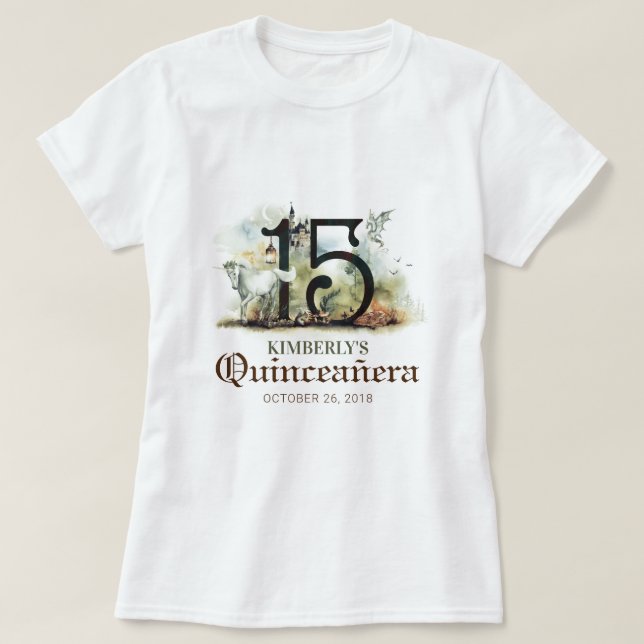 Camiseta Princesa Quinceanera 15 Festa de aniversário (Frente do Design)