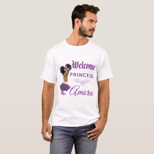 Camiseta Princesa Real Africana Roxo Chá de fraldas branco