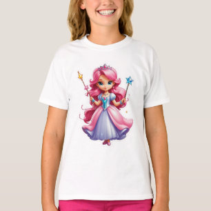Camiseta Princesa Rosa Com Mão Magia E Tiara