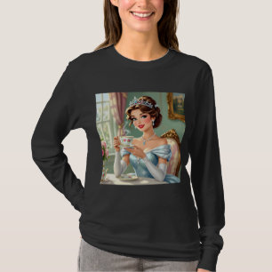 Camiseta Princesa sofisticada com coroa e vestido elegante