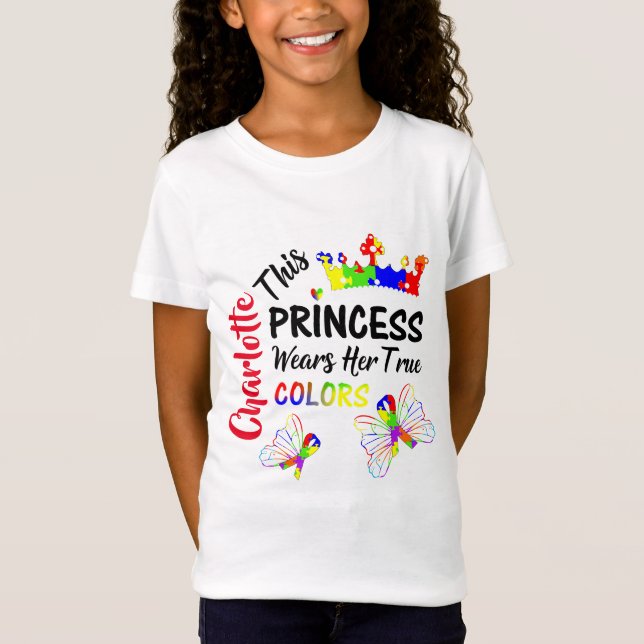 Camiseta Princesa Super Bonita Consciência do Autismo Perso (Frente)